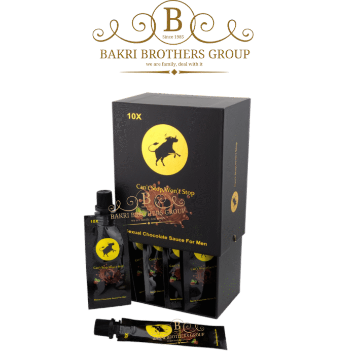 Can't Stop Won't Stop Sexual Chocolate Sauce for Men, (10 Sachets, 15g Each) | Case of 12 Boxes - Image 1