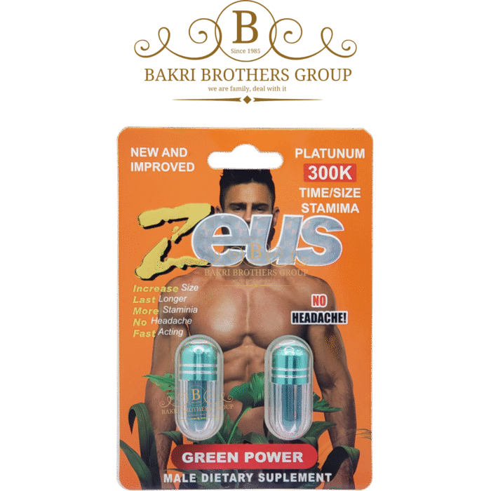 Zeus Green Power Male Dietary Supplement | Platinum 300K | Box of 48 Capsules - Image 1
