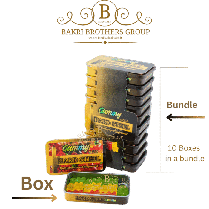 Hard Steel Gold Gummy Male Enhancement Supplement Box,10 Gummies per Box, Halal & Non GMO | Bundle of 10 - Image 2