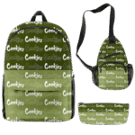 Green 'Cookies' 3-Piece Backpack, Sling Bag, and Pencil Case Set