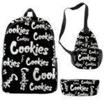 Black and White 'Cookies' 3-Piece Backpack, Sling Bag, and Pencil Case Set