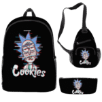 Black Rick and Morty 'Cookies' 3-Piece Backpack, Sling Bag, and Pencil Case Set