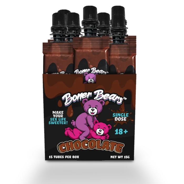Boner Bears Chocolate Flavored Enhancement Chocolate, 15 Pouch Box, Case of 12 Displays - Image 1