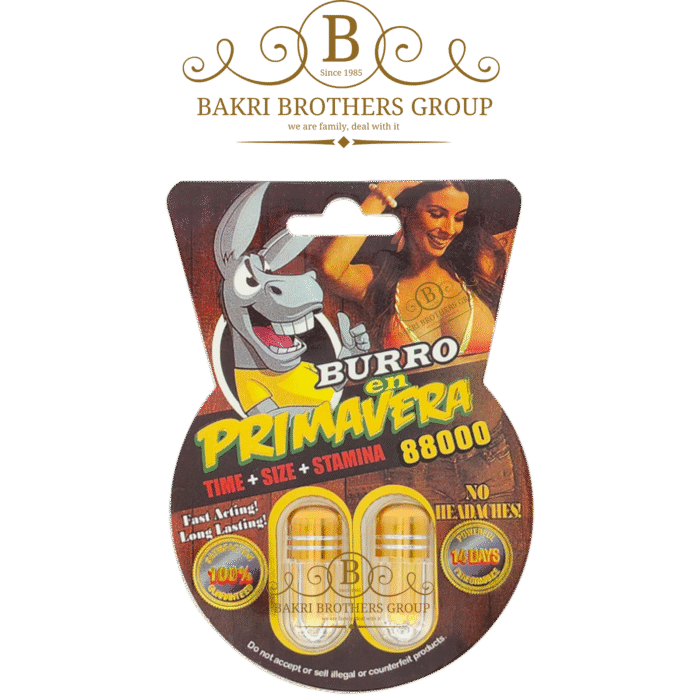 Burro en Primavera 88000 Male Enhancement Supplement | Box of 48 Capsules - Image 1