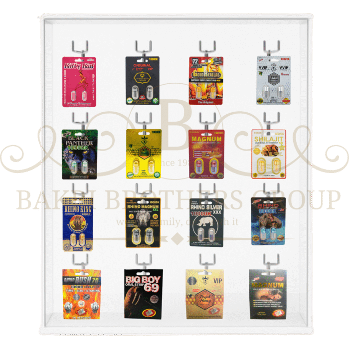 Mixed Capsules & Strips Display with 16 Hooks | Assorted Enhancement Products | Great for Gas Stations, C-Stores & Smoke Shops - Image 1