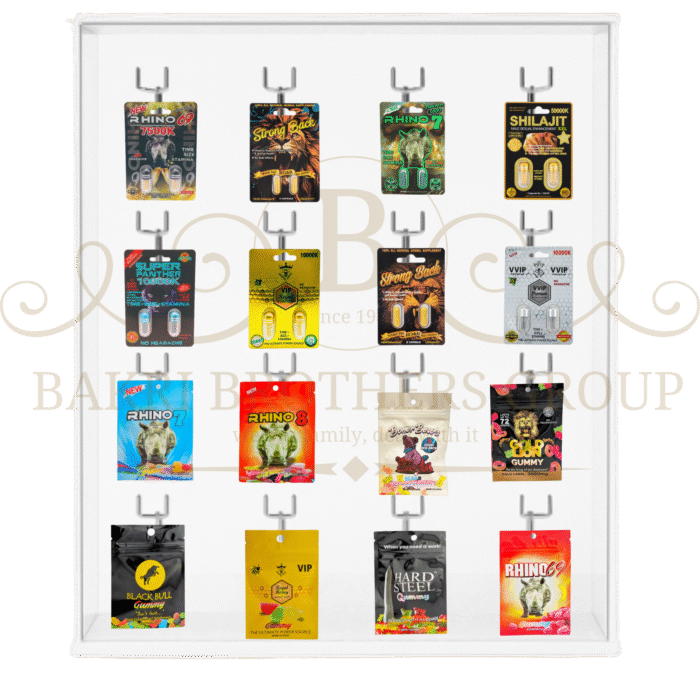 Mixed Gummies & Pills Display with 16 Hooks | Assorted Enhancement Products | Great for Gas Stations, C-Stores & Smoke Shops - Image 1