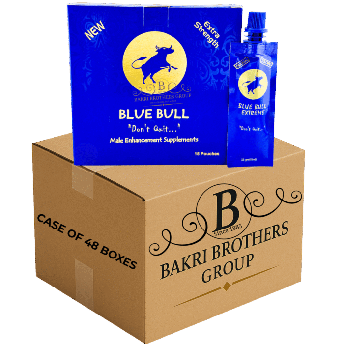 BLUE BULL 15 DISPLAY – CASE OF 48 BOXES  Extra Strength Male Enhancement – Perfect for Gas Stations, C-Stores & Smoke Shops - Image 1