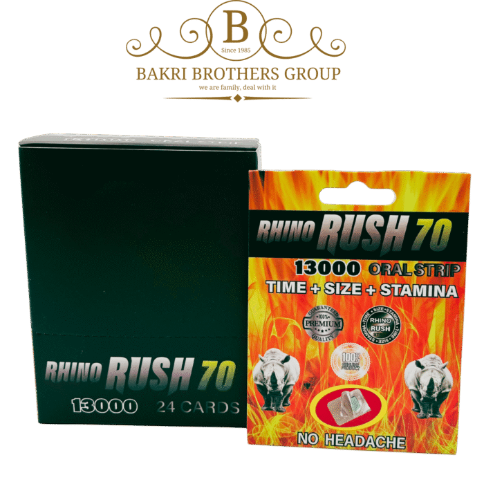 Rhino Rush 70 | Oral Strip | Box of 24 Cards | 13000 Formula - Image 1