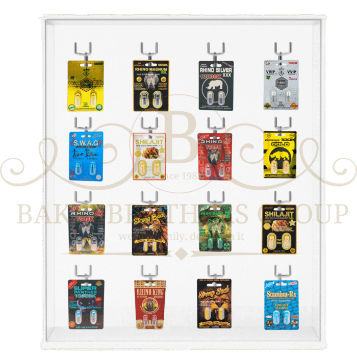 Double Pills Display, 16 Hooks Display, 768Pills, Great for Gas Stations, C-Stores & Smoke Shops, 384 Double Cards - Image 1