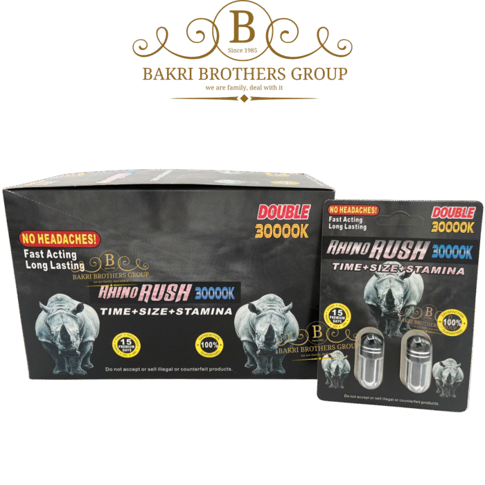 Rhino Rush 30000K Double Capsule, 2 Capsules per Card, 24 Cards per Box - Image 1