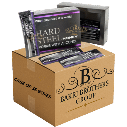 HARD STEEL HONEY PURPLE – 12 SACHETS/BOX – CASE OF 36 BOXES Works With Alcohol • Extra Strength Male Enhancement