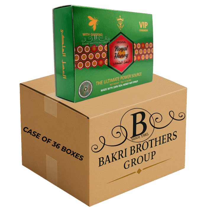 ROYAL HONEY VIP GREEN – 12 SACHETS/BOX – CASE OF 36 BOXES With Ginseng • Made with 100% Real Honey - Image 1