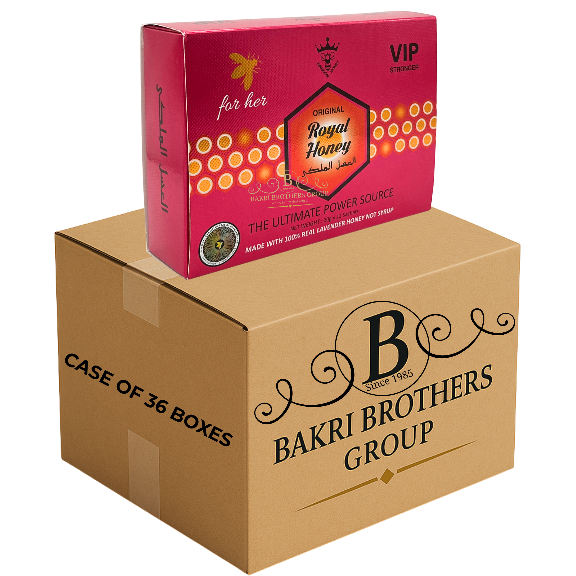16 ROYAL HONEY VIP PINK – 12 SACHETS/BOX – CASE OF 36 BOXES For Her • Made with 100% Real Lavender Honey - Image 1