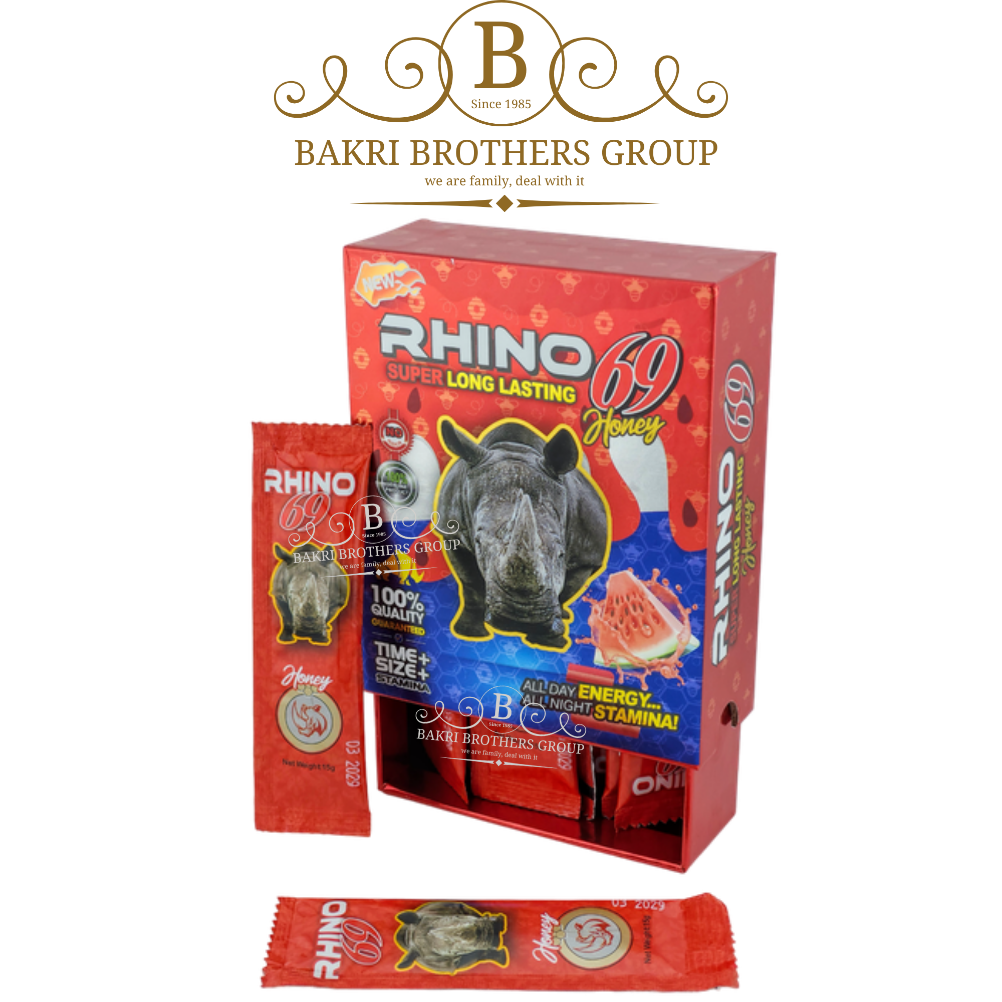 26 Rhino 69 Honey (Super Long Lasting Edition) | 12 Sachets x 20g Each | Case of 12 Boxes - Image 1