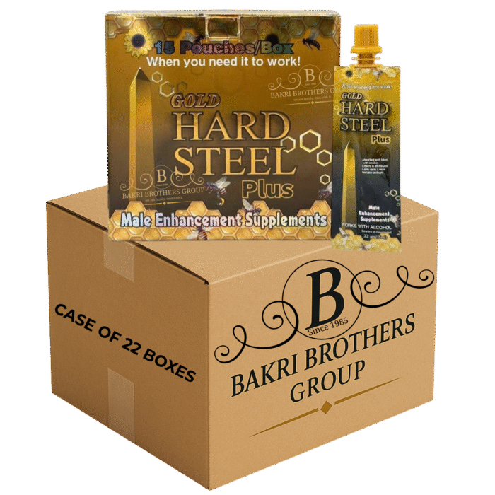 GOLD HARD STEEL PLUS 15 POUCHES – CASE OF 22 BOXES Premium Male Enhancement – Perfect for Gas Stations, C-Stores & Smoke Shops - Image 1