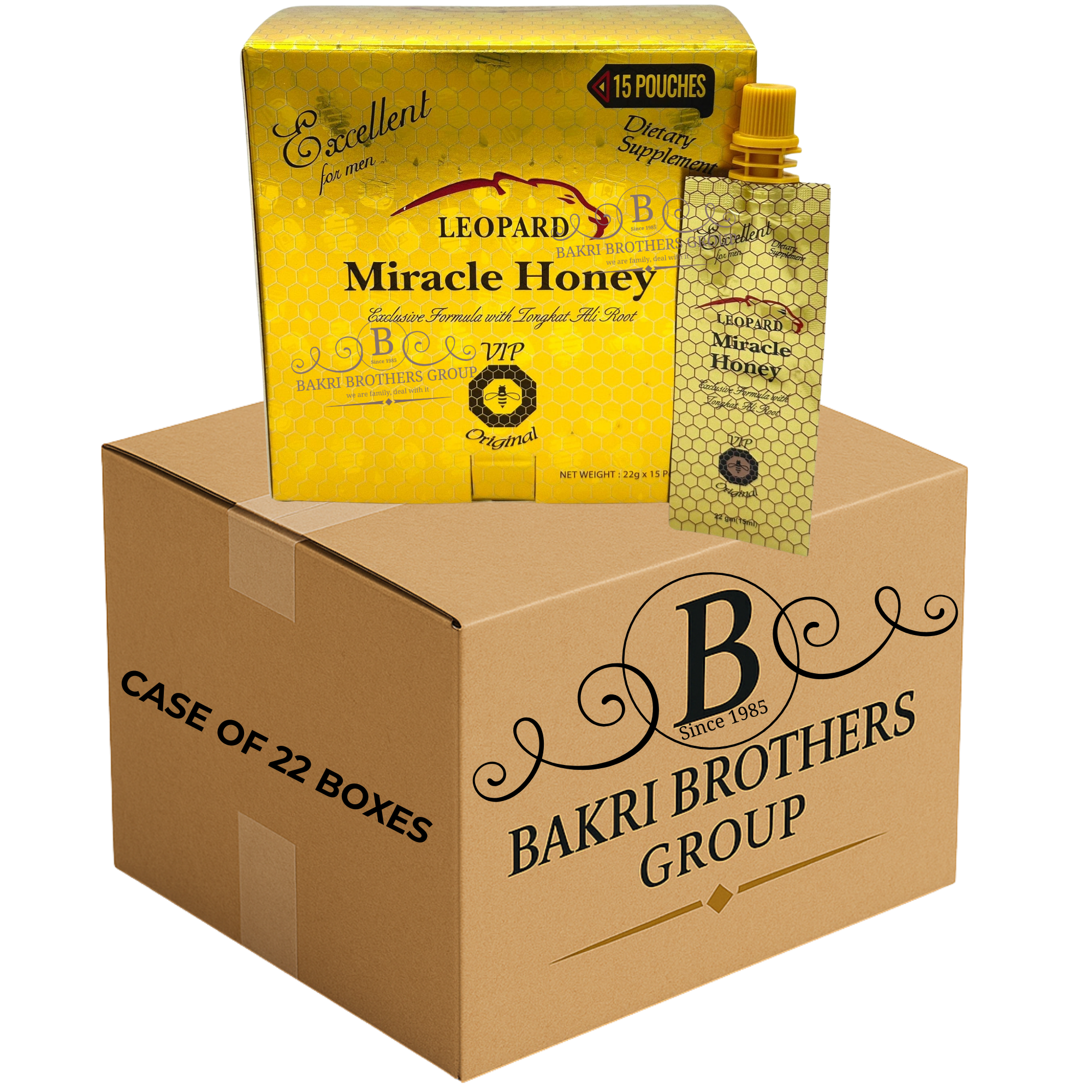 30 LEOPARD MIRACLE HONEY 15 POUCHES – CASE OF 22 BOXES Premium Male Enhancement – Perfect for Gas Stations, C-Stores & Smoke Shops - Image 1