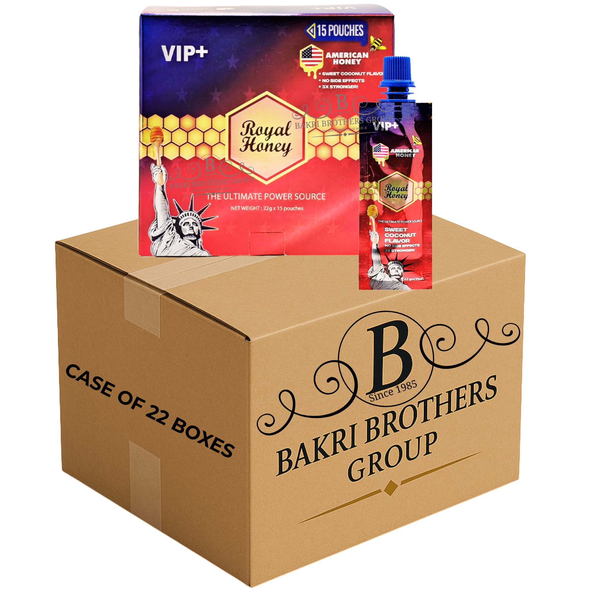 31 ROYAL HONEY VIP+ 15 POUCHES – CASE OF 22 BOXES American Edition – Perfect for Gas Stations, C-Stores & Smoke Shops - Image 1