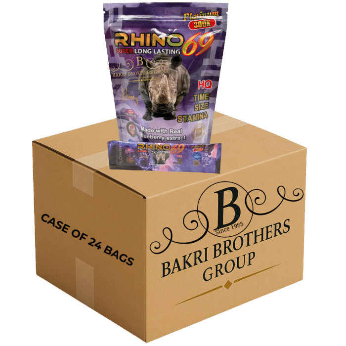 RHINO 69 PLATINUM – BLUEBERRY EDITION – 12 SACHETS/BAG – Case Of 24 Bags Super Long Lasting • Premium Honey Blend - Image 1
