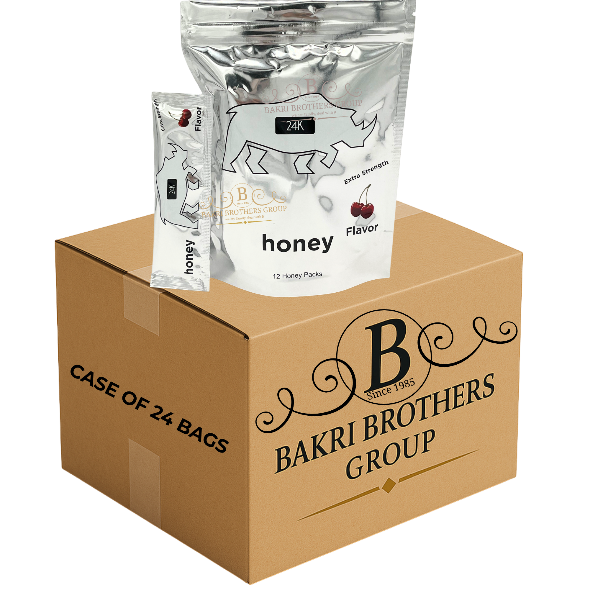 36 24K HONEY – 12 Sachets /Bag – Case of 24 Bags Premium Honey Blend • Bold Silver Packaging - Image 1