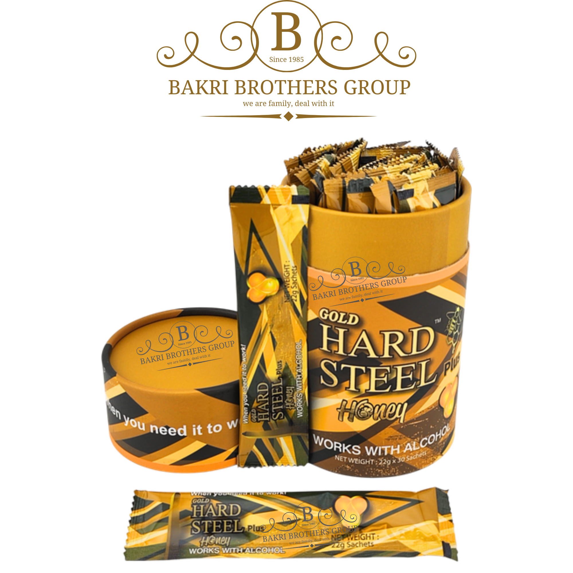 49 Gold Hard Steel Honey Tower | 30 Sachets per Jar | Case of 12 Jars - Image 1