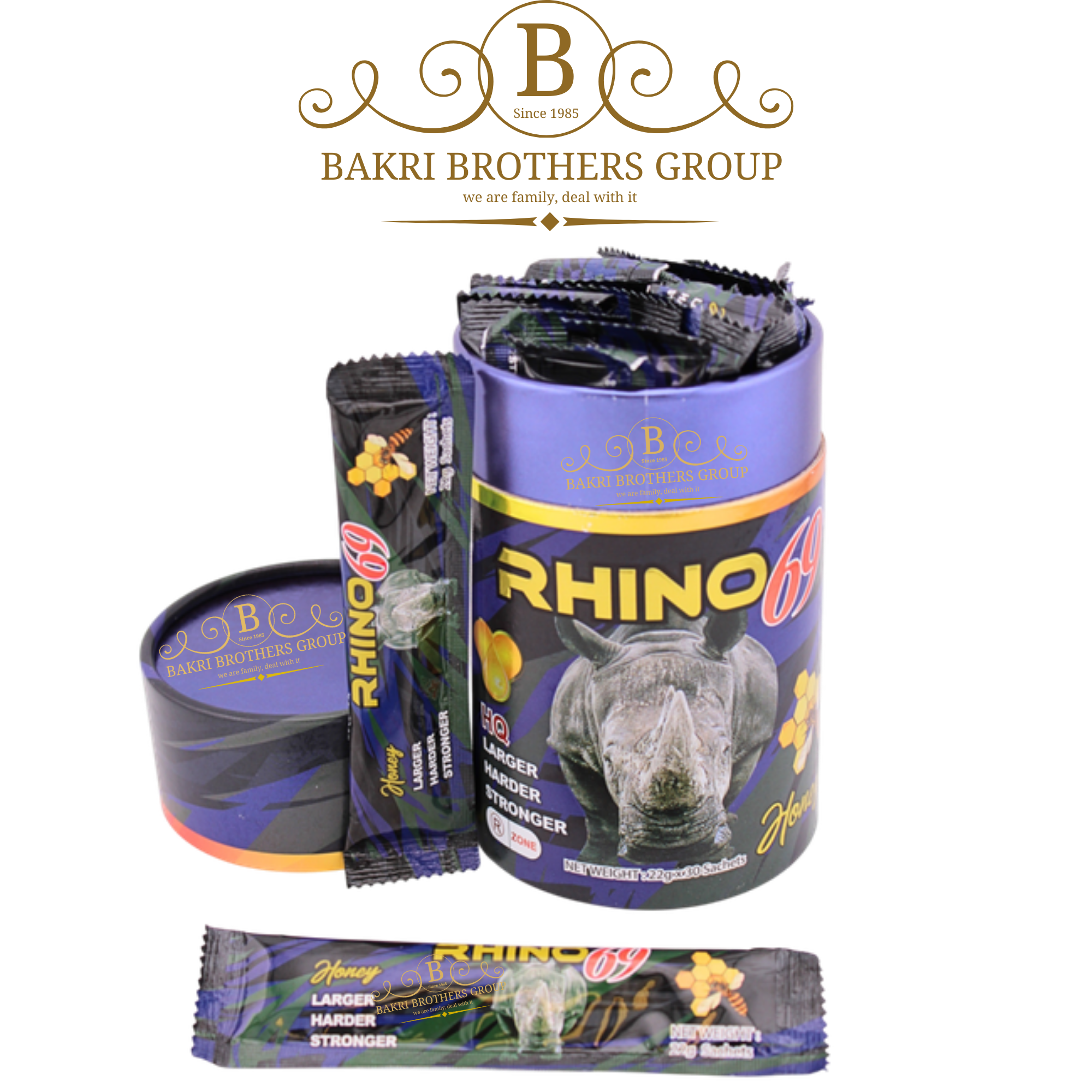 50 Rhino 69 Honey Tower | 30 Sachets per Jar | Case of 12 Jars - Image 1