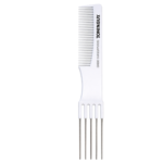 Carbon Antistatic Pick & Fine Tooth Comb | Metal Prong Lift Comb | White | Bag of 12