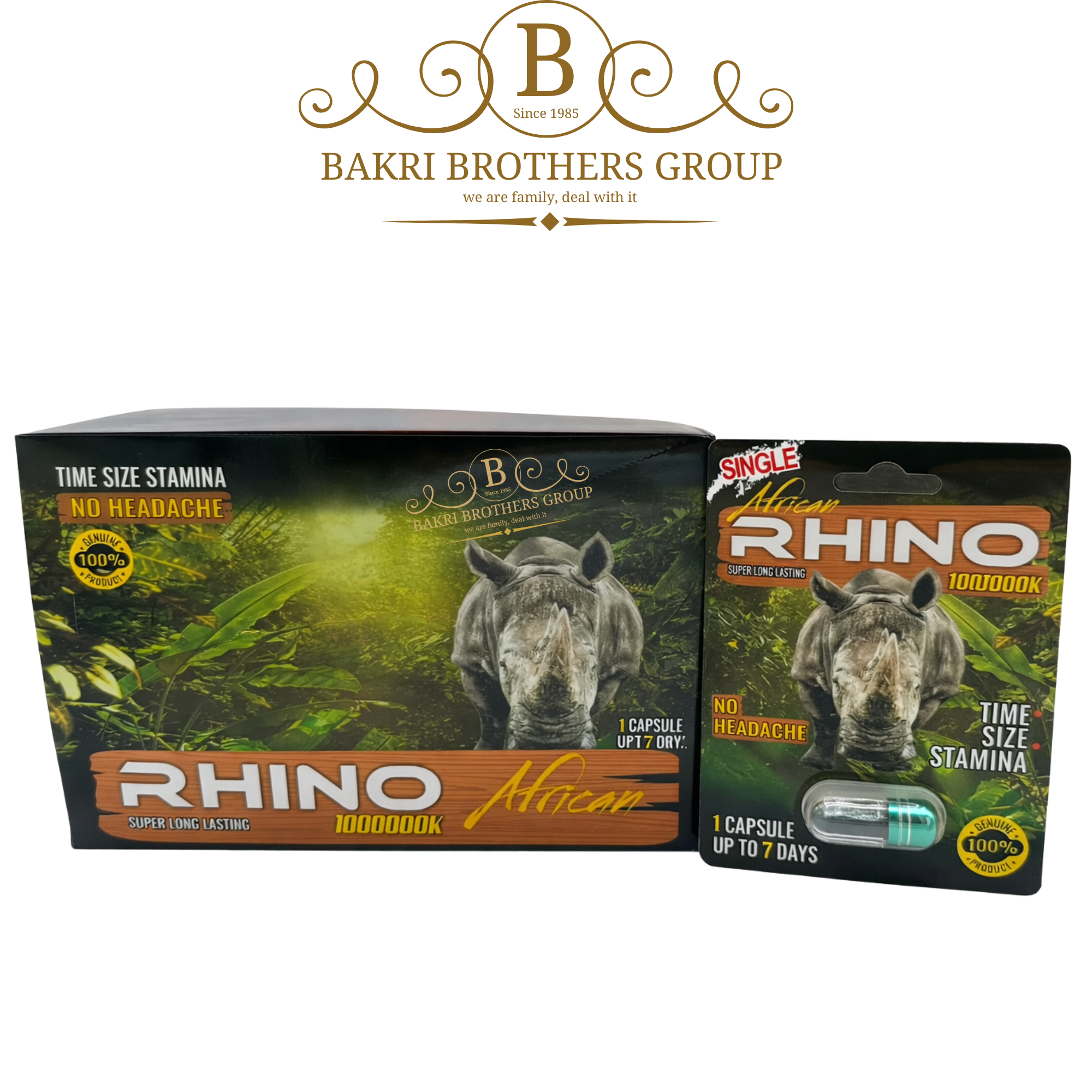 14 African Rhino 1000000K Single-Pill Cards | Display-Ready | 24 Cards per Box - Image 1
