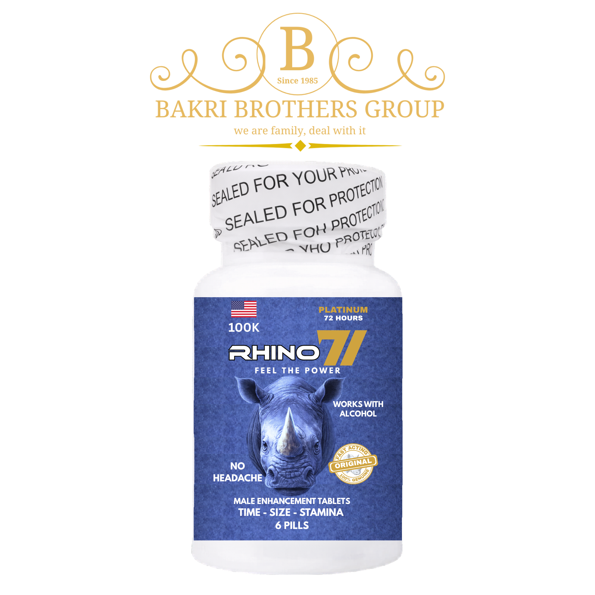 29 Rhino 71 Platinum 100K | 72 Hours Formula | 6 Pills Bottle | Case of 12 Bottles | Works With Alcohol - Image 1