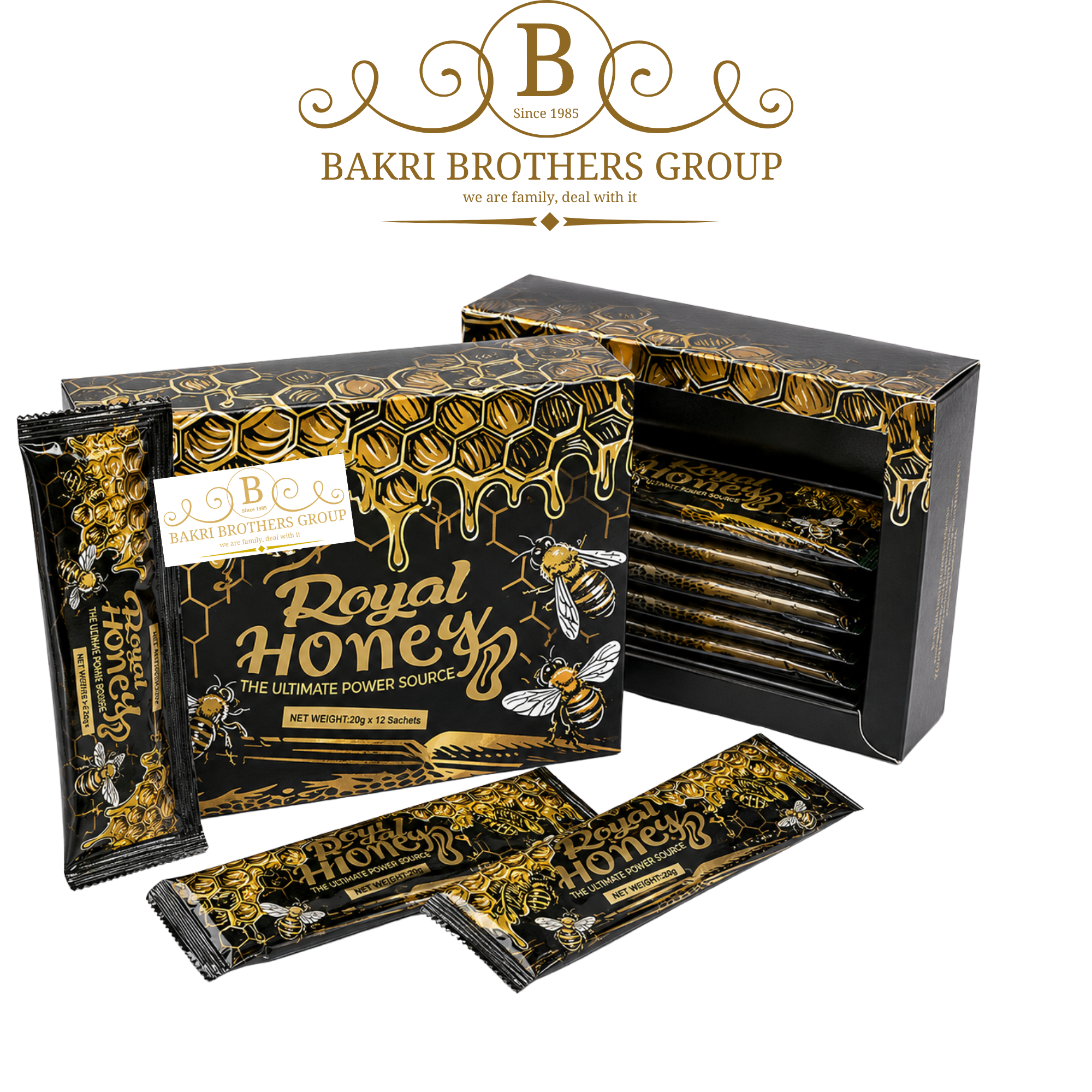 3 Royal Honey Black & Gold Sachets | Ultimate Power Source | 12 Sachets per Box | Case of 12 Boxes - Image 1